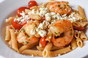 Basil Shrimp and Tomato Pasta with Feta