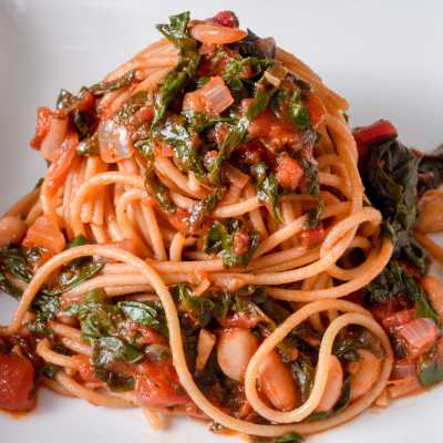 Whole Wheat Pasta with Beans and Greens Recipe