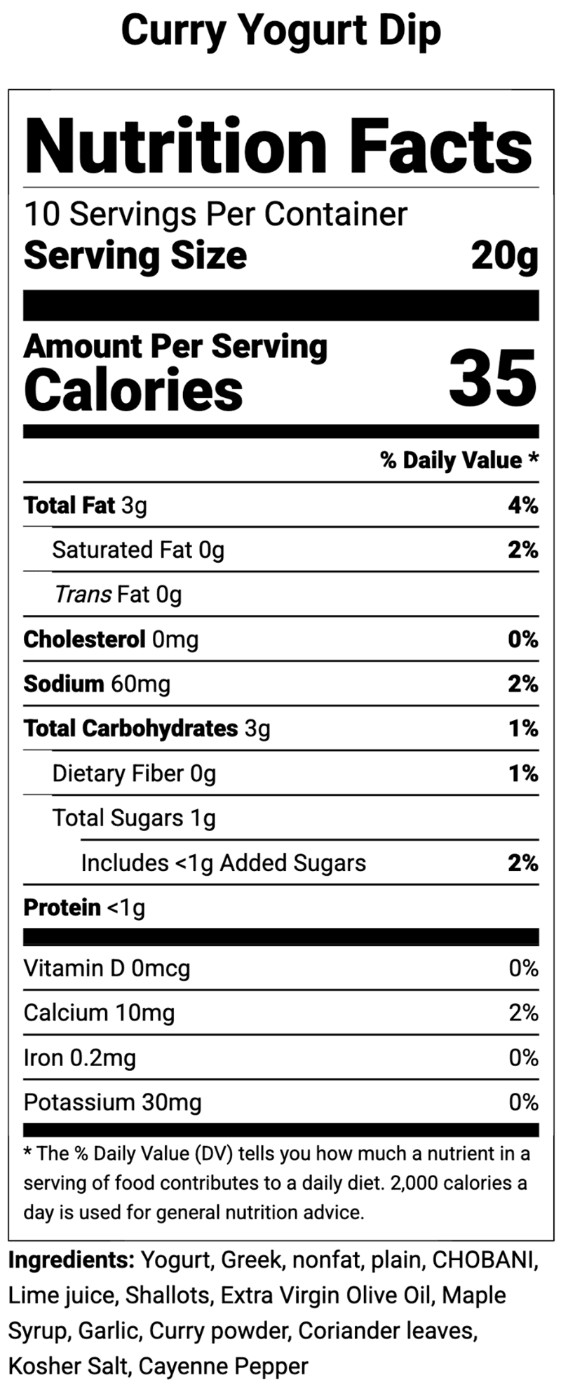 nutrition label