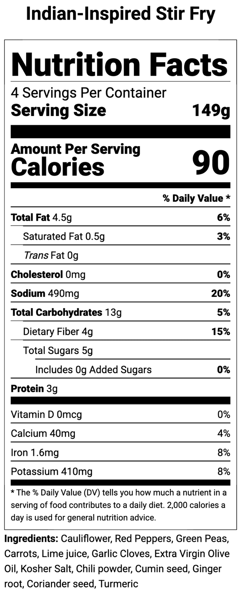 nutrition label
