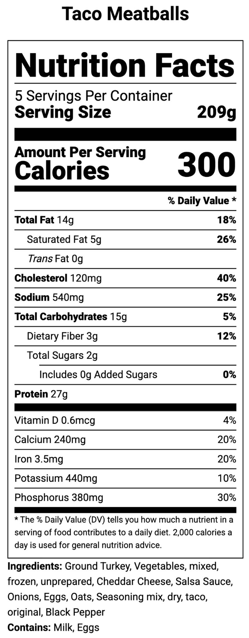 nutrition label